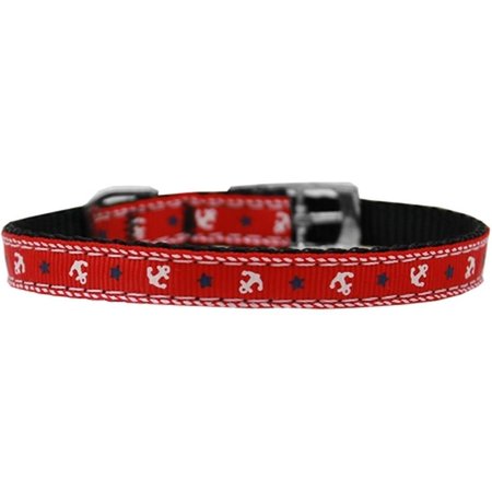 MIRAGE PET PRODUCTS Anchors Nylon Dog Collar with Classic Buckle 0.37 in.Red Size 16 126-016 38RD16